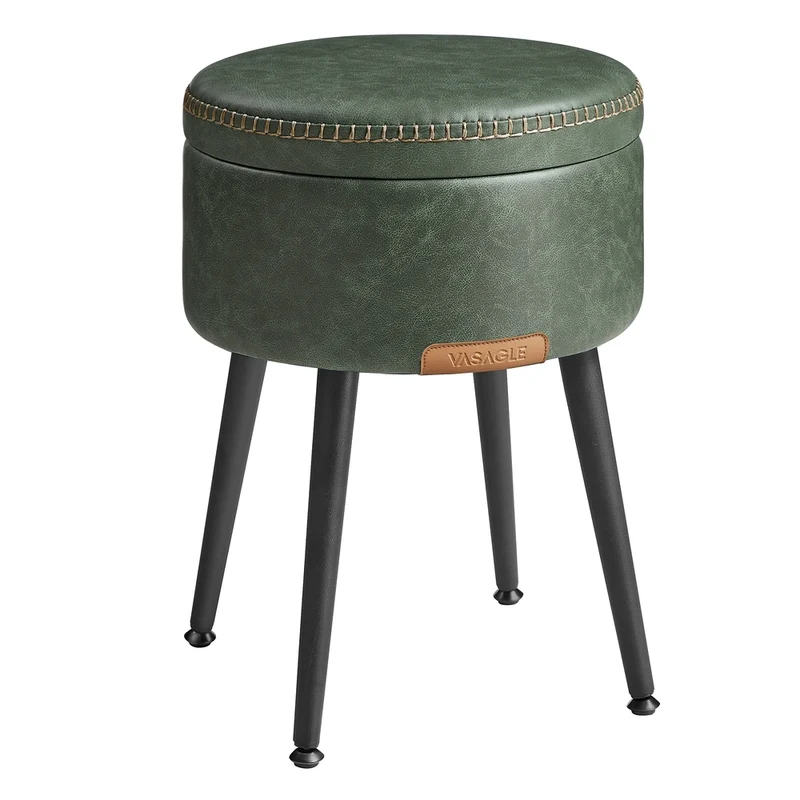 EKHO Sgabello Pouf Rivestimento in PU Nero