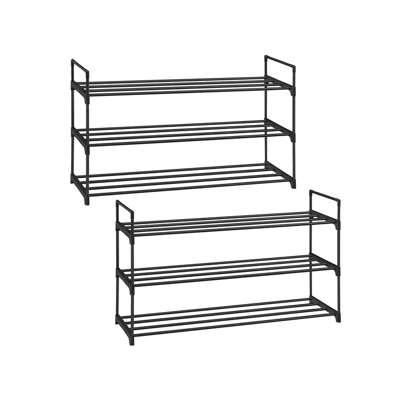 Set di 2 Scarpiere Scaffale per Calzature Nero