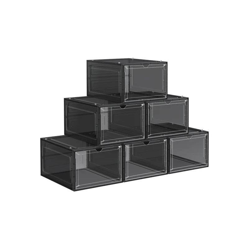 Set di 6 Scatole per Scarpe Contenitori con Sportelli Trasparenti