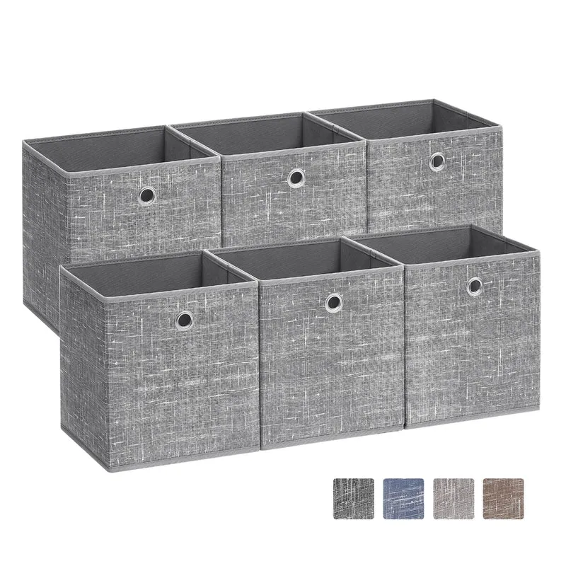 Set di 6 Scatole Portaoggetti di Tessuto