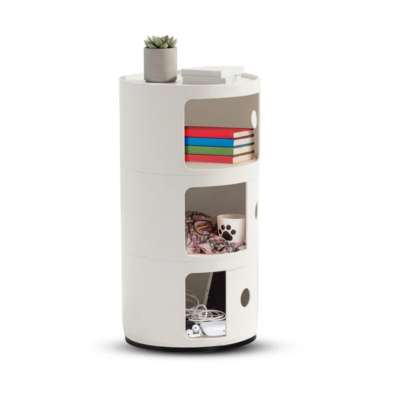 Mobiletto Rotondo con Cassetti Scorrevoli – Comodino Moderno in ABS