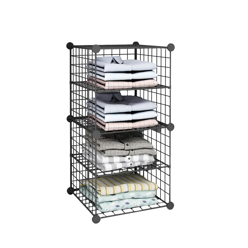 Scaffale Modulare a Rete – 4 Ripiani Organizer Multiuso e Resistente