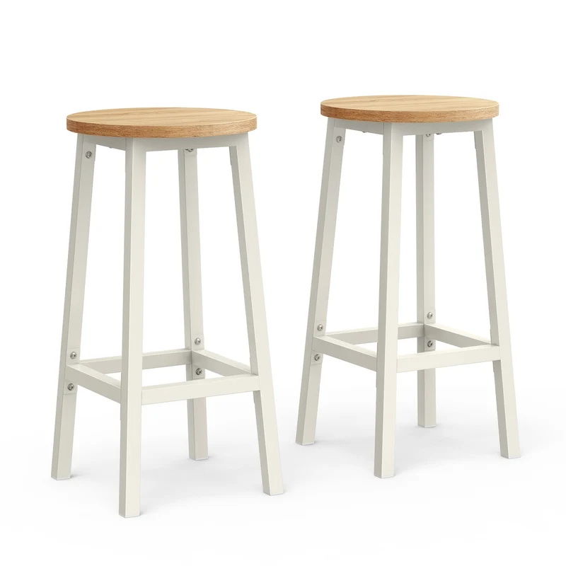 Set di 2 Sgabelli da Bar Bianco Nuvola