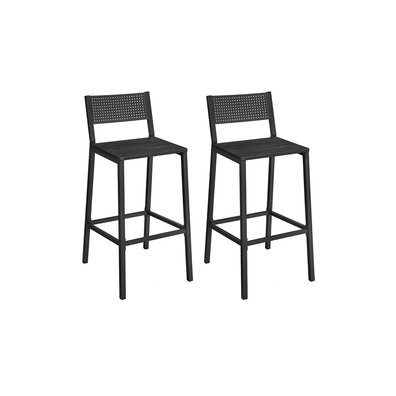 Set da 2 Sgabelli Cucina Grigio e Nero