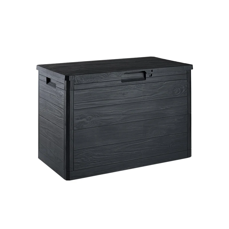 Baule Contenitore da Esterno 160L – Effetto Legno, Compatto e Robusto