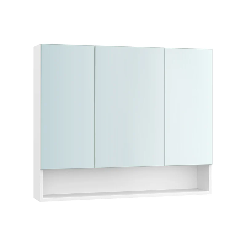 Armadietto da Bagno Mobile con Ante a Specchio 16,5 x 90 x 75 cm Bianco Nuvola