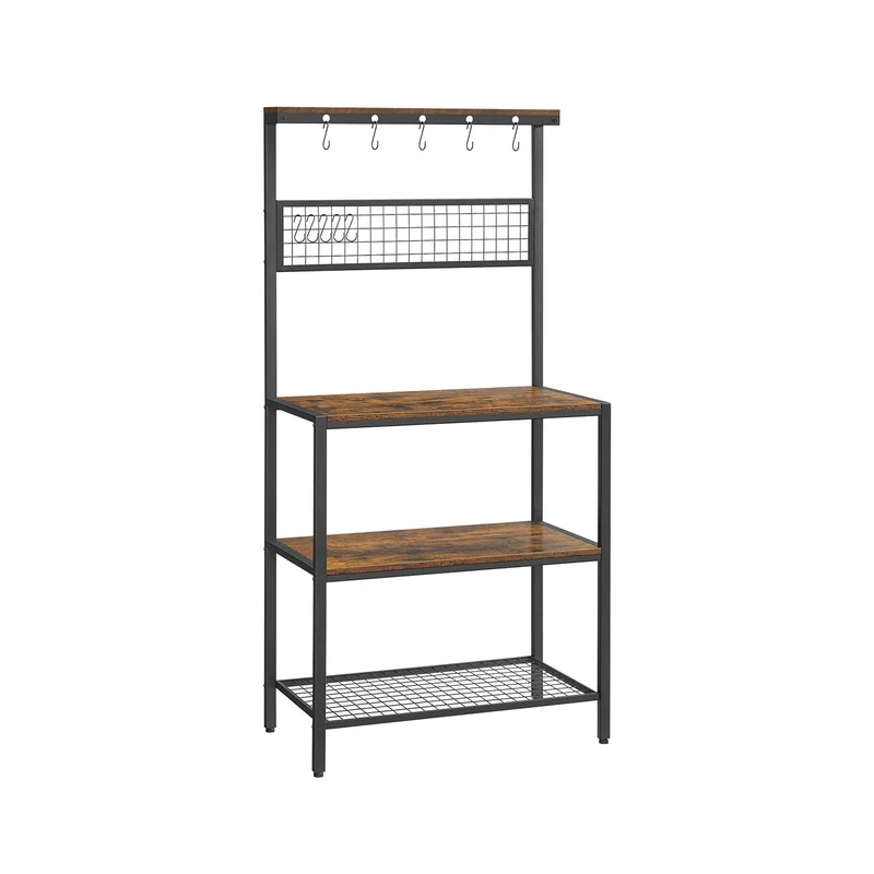 Scaffale da Cucina con Griglia e Ganci