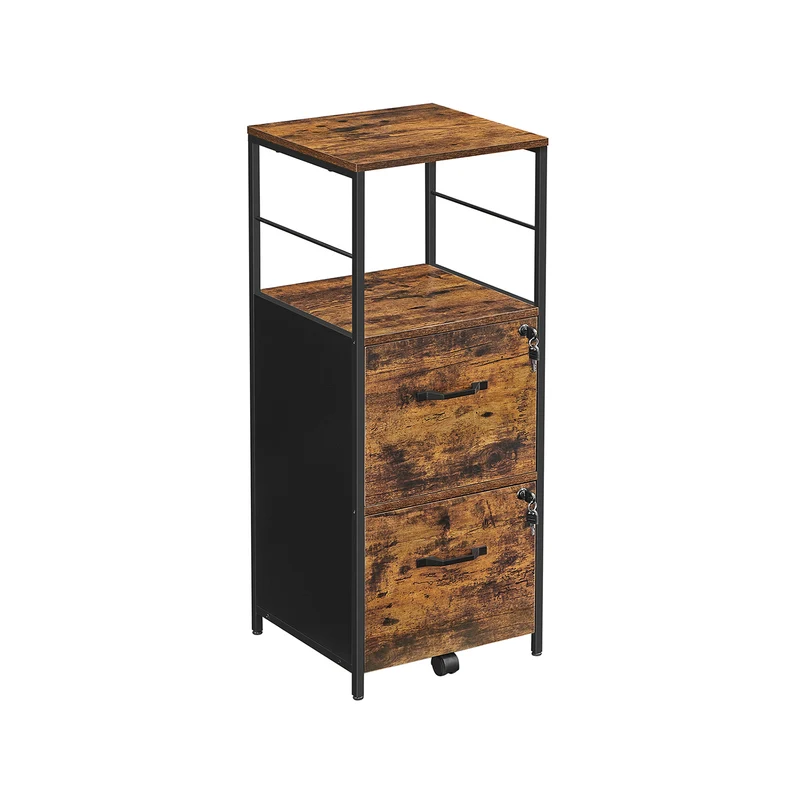 Schedario con 2 Cassetti Marrone Vintage e Nero