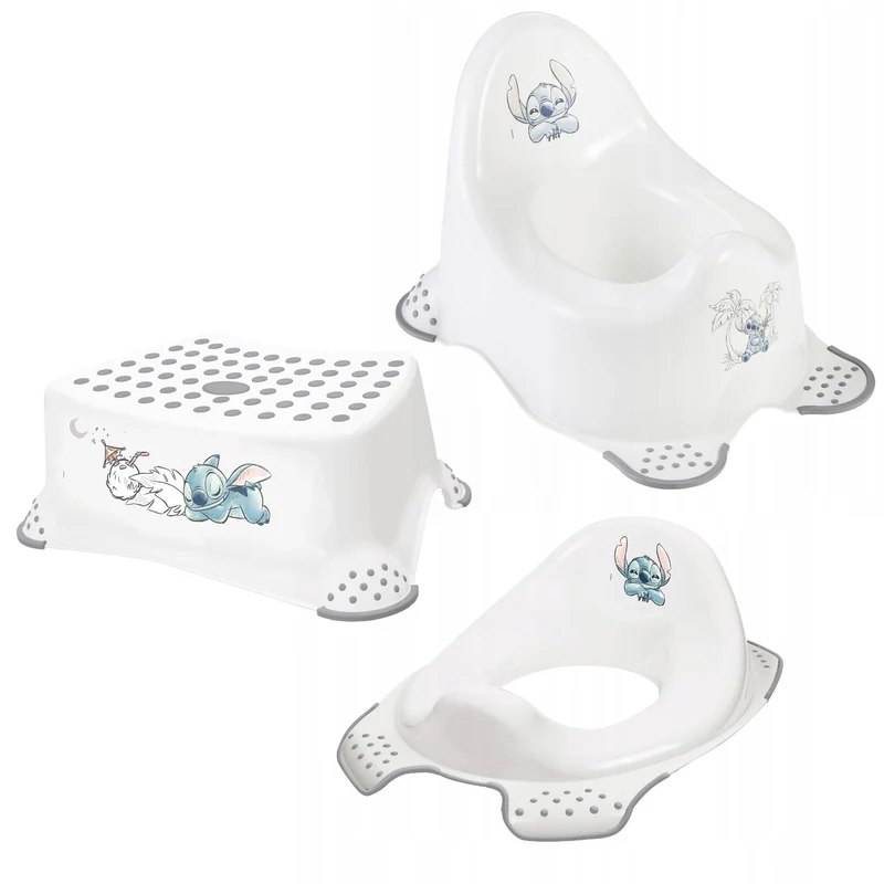 Pedana antiscivolo, a un gradino, max 80 kg + Coprisedile WC + Pottino Stitch