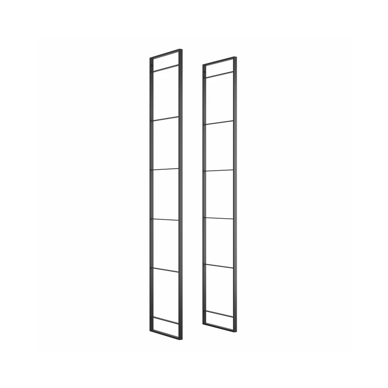 Set 2 Strutture Verticali Componi Scaffale Da Parete In Acciaio 179x35cm Nero