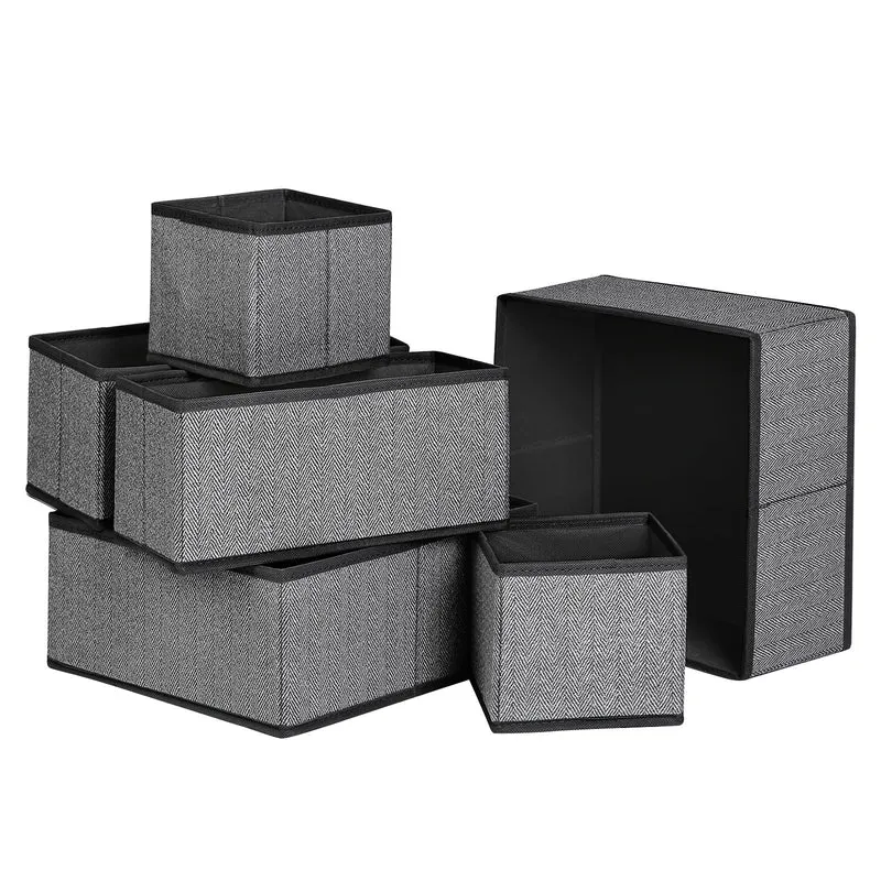 Set di Divisori per Cassetti Armadio Pieghevole in Tessuto Simil Lino