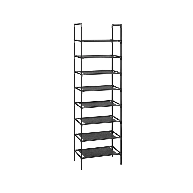Set di 2 Scarpiera a 4 Ripiani di Tessuto Grigio
