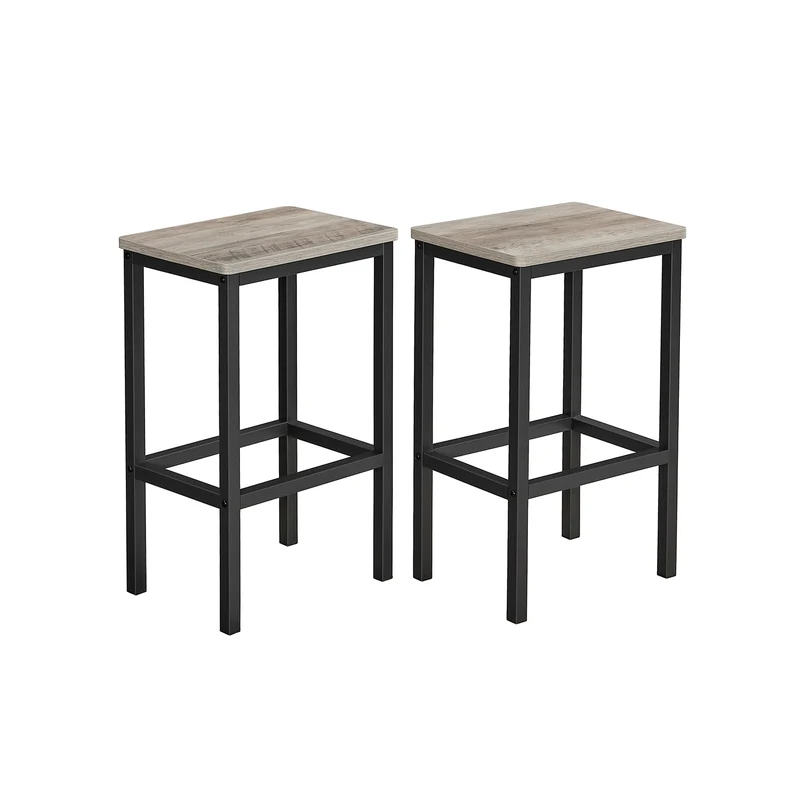 Set di 2 Sgabelli da Bar con Struttura in Metallo Greige