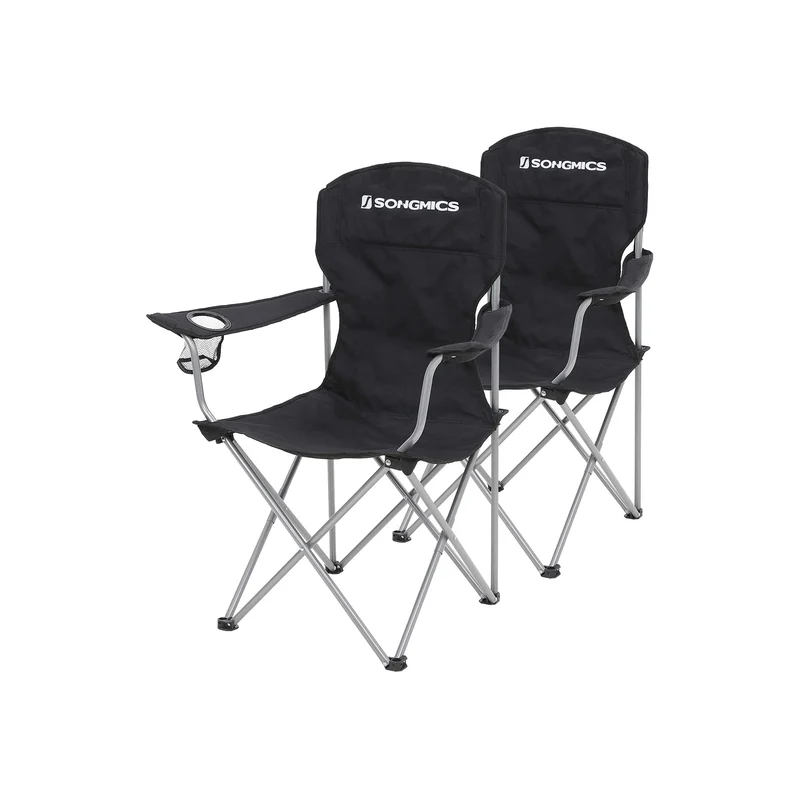 Set di 2 Sedie da Campeggio Pieghevoli con Struttura Robusta