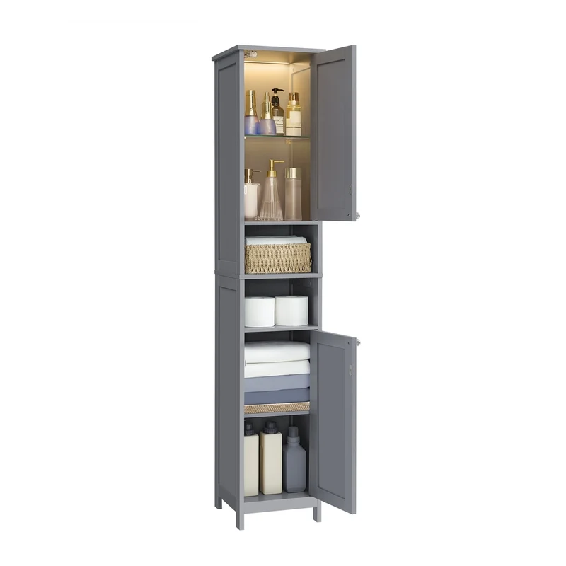 Mobile da Bagno Alto con Luce e Scomparti Aperti