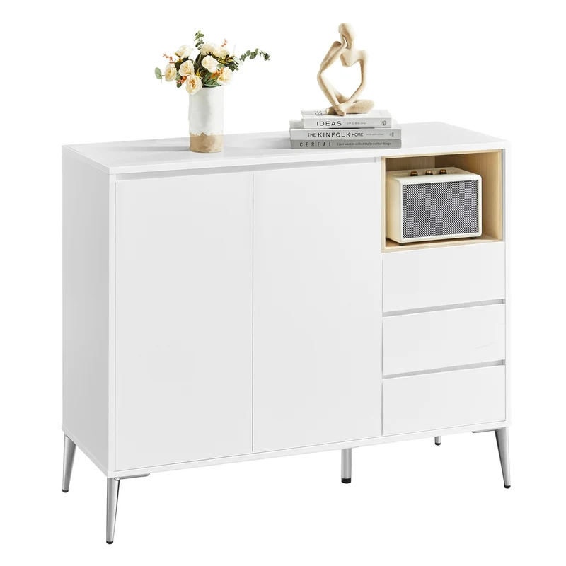 Credenza con Ante e Ripiano Regolabilie Bianco Nuvola