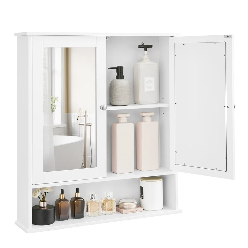 Armadio da Bagno Specchiera Bianco