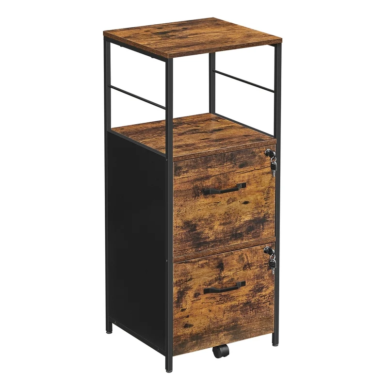 Schedario con 2 Cassetti Marrone Vintage e Nero