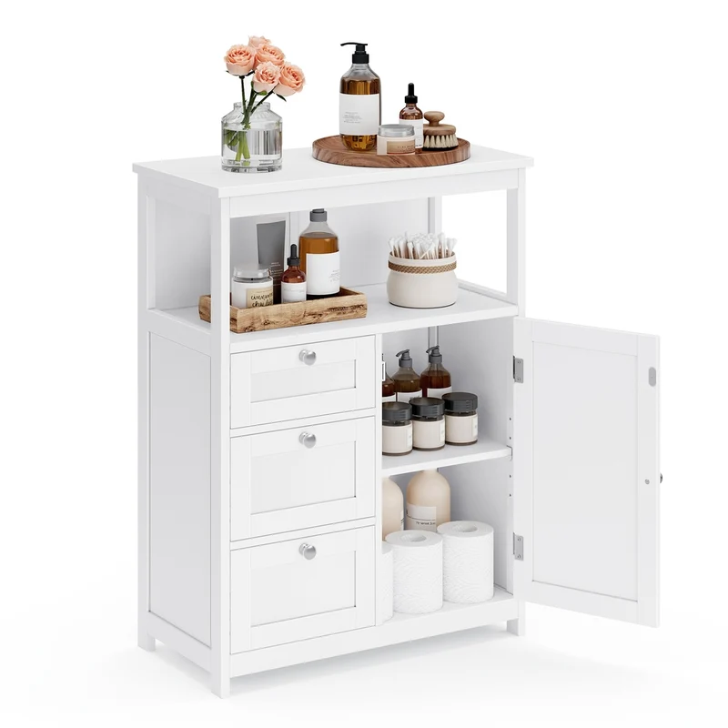 Mobile da Bagno con 3 Cassetti Bianco