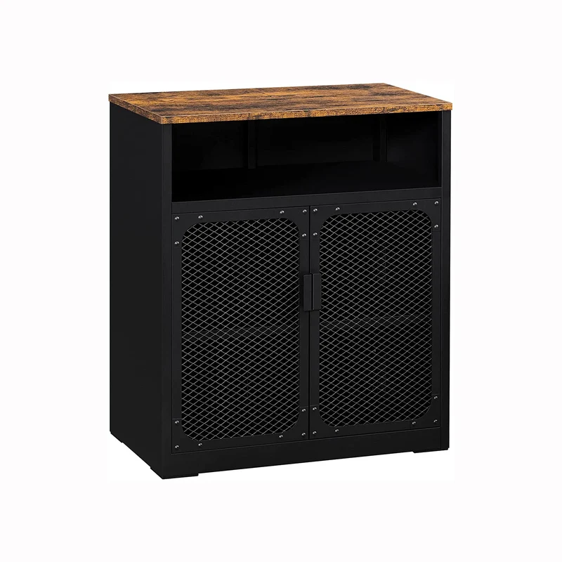 Credenza in Metallo con Ripiano Regolabile Nero