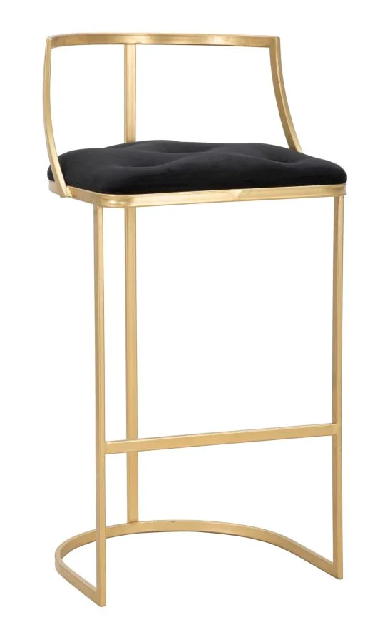 Sgabello Bar Istanbul Ø45x90 cm in Ferro e Spugna e Tessuto e MDF Oro e Nero