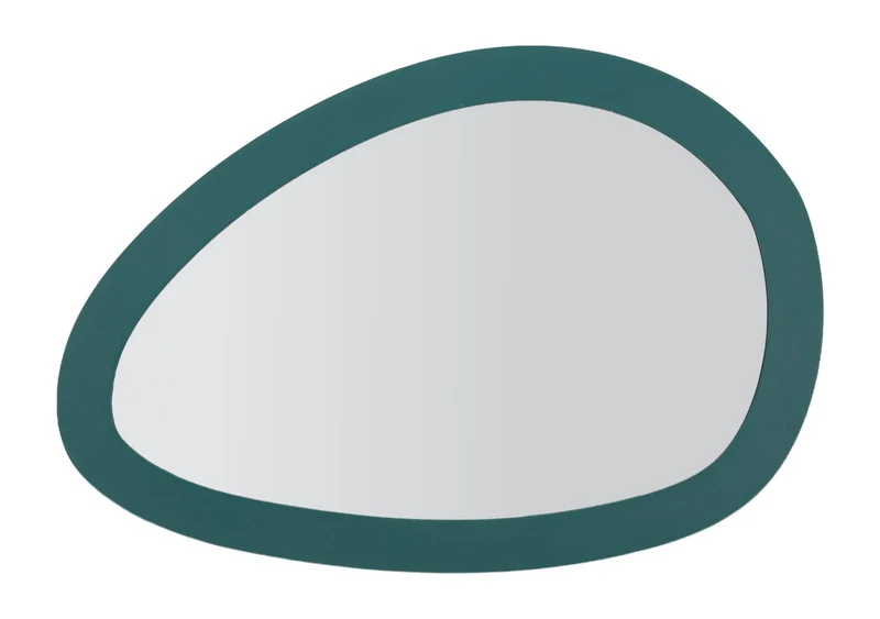 Specchio da Muro Saturno Ottanio 71x1,5x48 cm in Ferro e MDF e Specchio Verde acqua