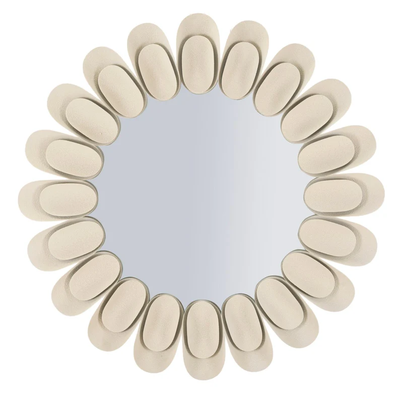 Specchio da Muro Dune Double Ø85x6 cm in Ferro e Specchio e MDF Crema