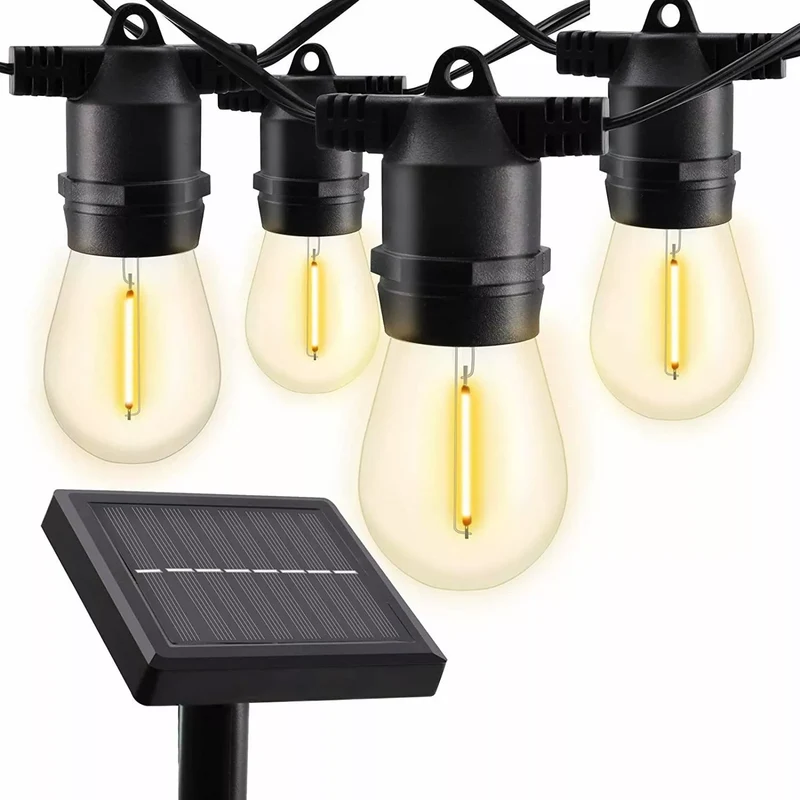 Catena Luminosa Solare 5m, LED Vintage Edison, 10 Lampadine, IP65, Stringa cordoniera