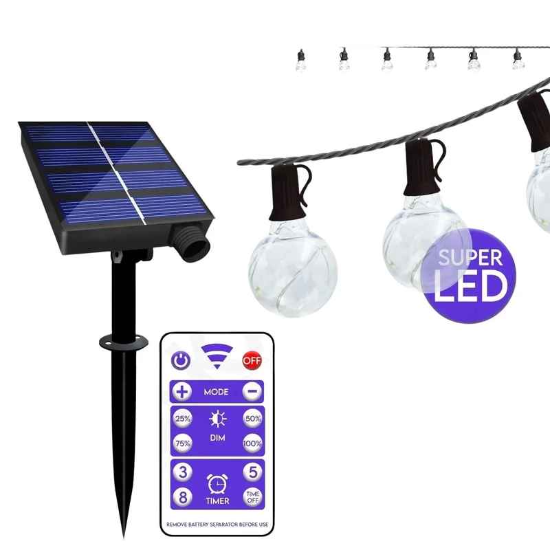 Catena Luminosa Esterno Solare LED 8M IP54 Impermeabile 20 Luci 7 Giochi di Luce