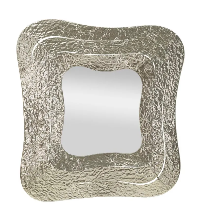Specchio Aury Square 74x7x79 cm in Metallo e Specchio Argento