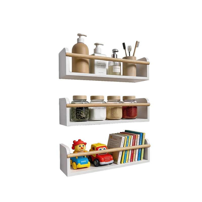Set 3 Mensole da Parete Multiuso in Legno Resistente 40x12 cm - Portata 3kg