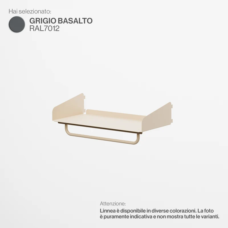 Linnea - Mensola con Barra Appendiabiti - Larghezza 60 cm, profondità 29 cm - Grigio Basalto