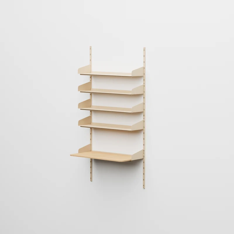 Linnea - Sistema a parete per Home Office con 4 mensole e scrivania sospesa - Beige Luxor