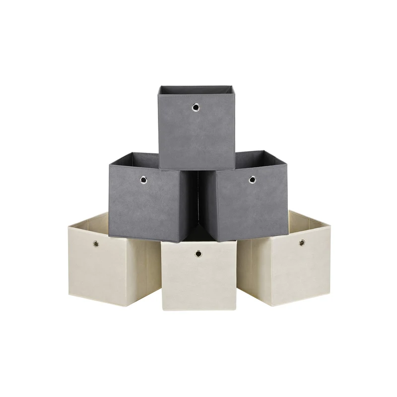Set da 6 Scatole Portaoggetti Contenitori in Tessuto