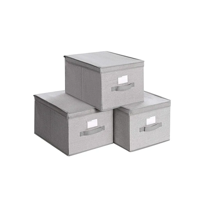 Set di 3 Scatole Portaoggetti Pieghevoli con Coperchio