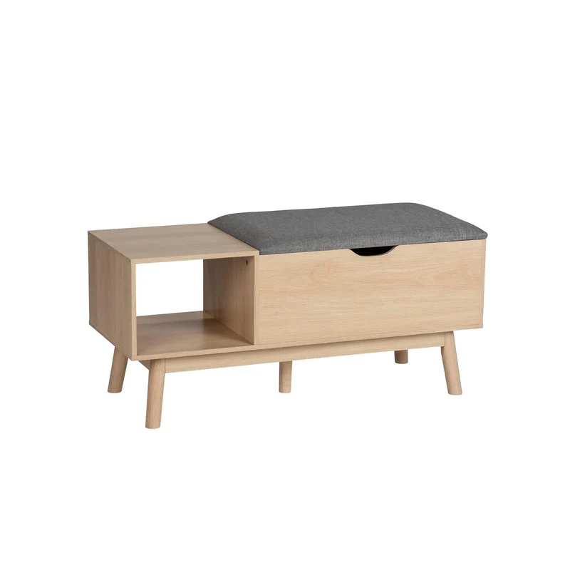 Panca Con Porta Oggetti In Mdf E Seduta Con Cuscino