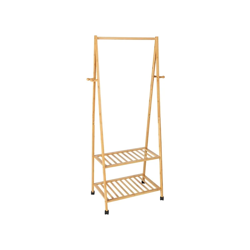 Scaffale Stand Appendiabiti Con 2 Mensole E Ruote