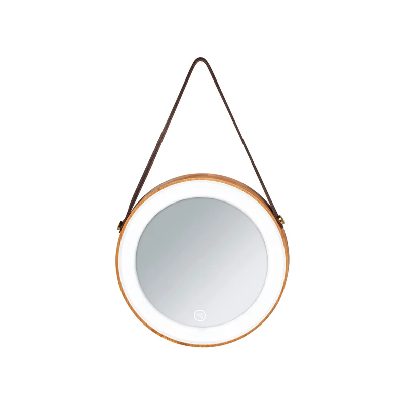 Specchio A Muro In Bamboo Con Led Usini