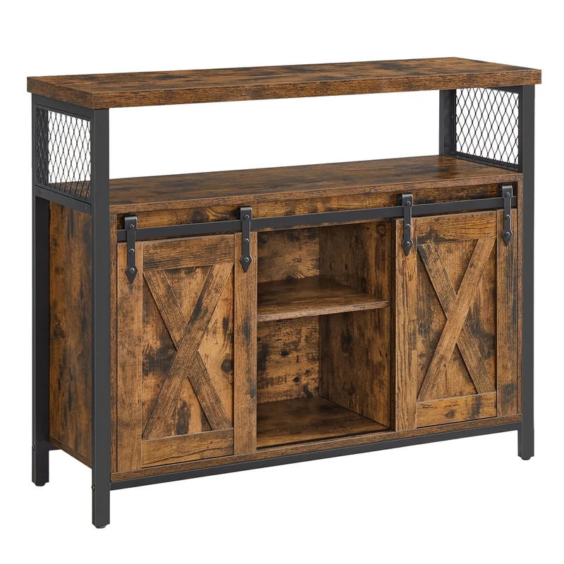 Credenza da Cucina Tavolo da Buffet con Ante Scorrevole