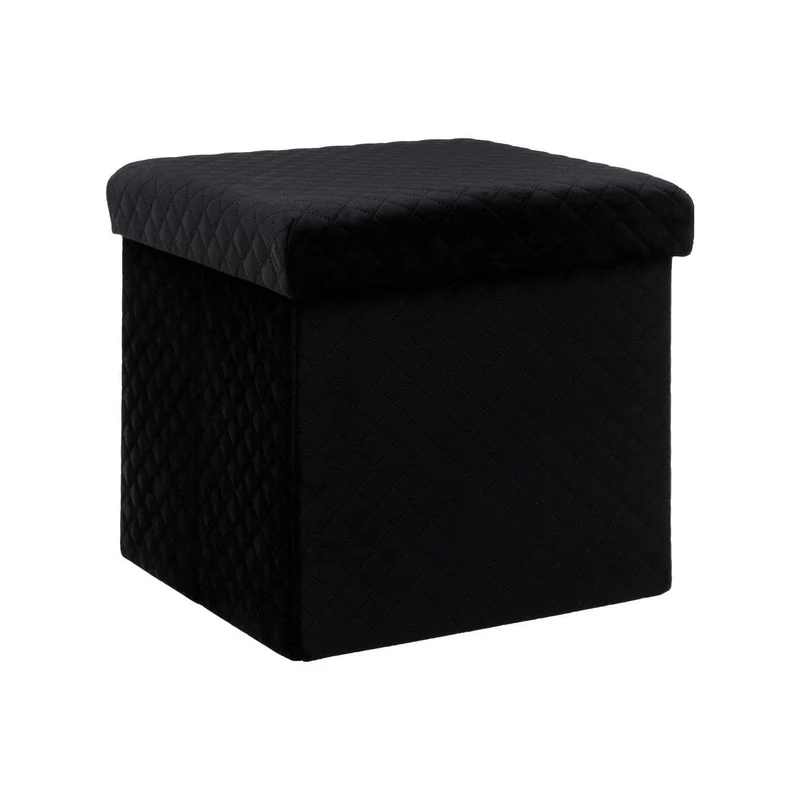 Pouf Pieghevole In Velluto Nero 31x31cm