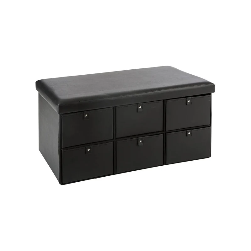 Doppio Pouf Contenitore Con 6 Cassetti Nero