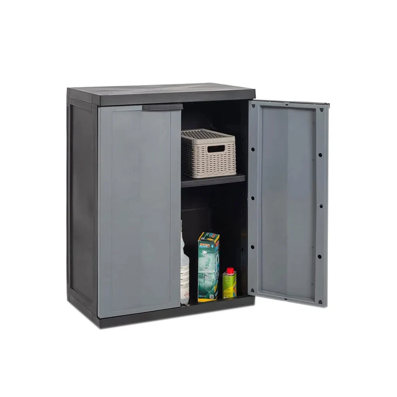 Armadio Basso a 2 Ante e 1 Ripiano Regolabile 65x37x85cm