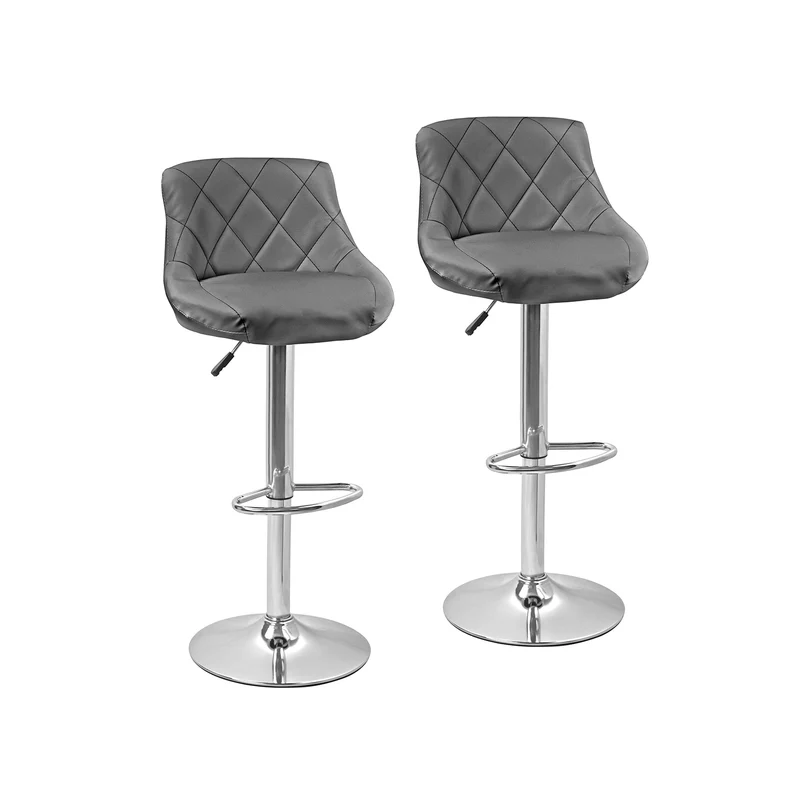Set 2 Sgabelli Bar E Cucina In Ecopelle Grigio