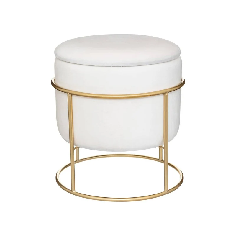 Pouf In Velluto Con Struttura In Oro Bianco