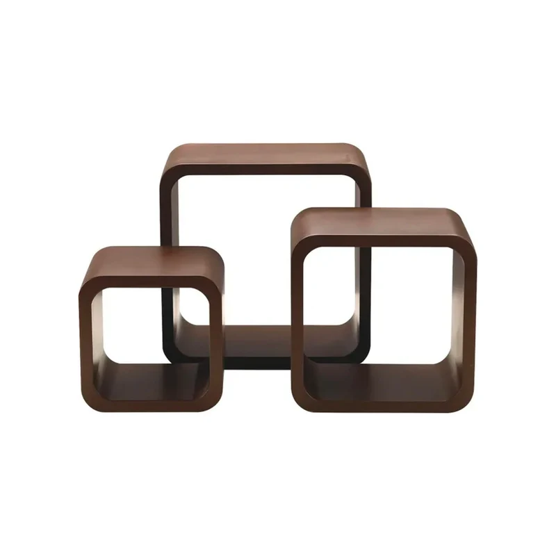Set 3 Mensole Da Parete Quadrate 27x22x17cm