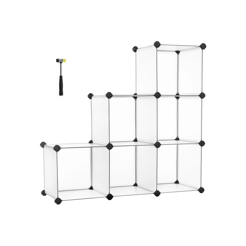 Scaffale a Cubi Modulare in Plastica con Piedini Martello di Gomma