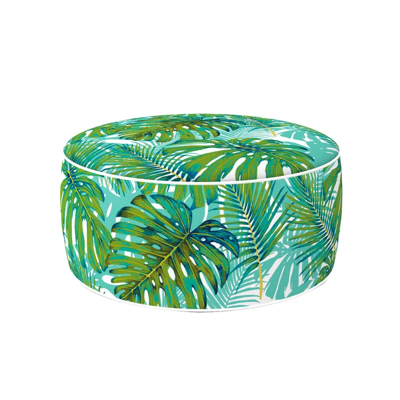 Pouf Ottoman Fantasia A Foglie Sfoderabile 53cm