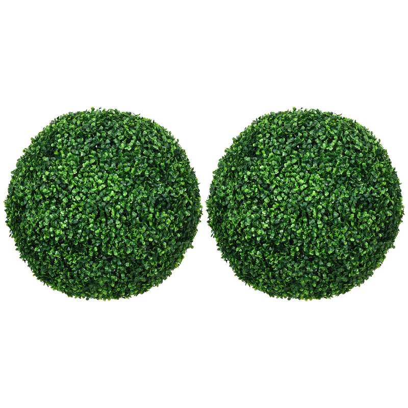 EasyComfort Set di 2 Piante Finte Sfera di Bosso Ø50cm, Decorazione per Interno ed Esterno, Verde