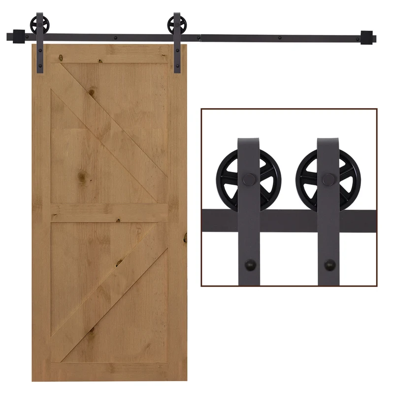EasyComfort Kit Porta Scorrevole 100kg max in Acciaio con Binario, Ganci, Fermi, Viti e Bulloni, 183x4x0.6 cm