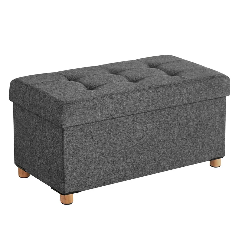 Cassapanca Pouf Contenitore Pieghevole con Gambe in Legno